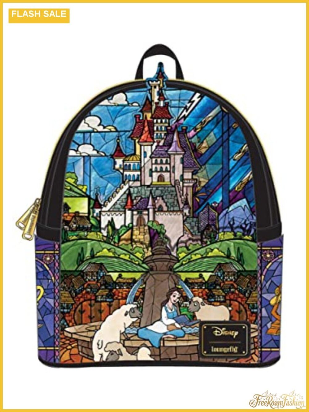 Belle Beauty and the Beast Faux Leather Mini Backpack Applique Details